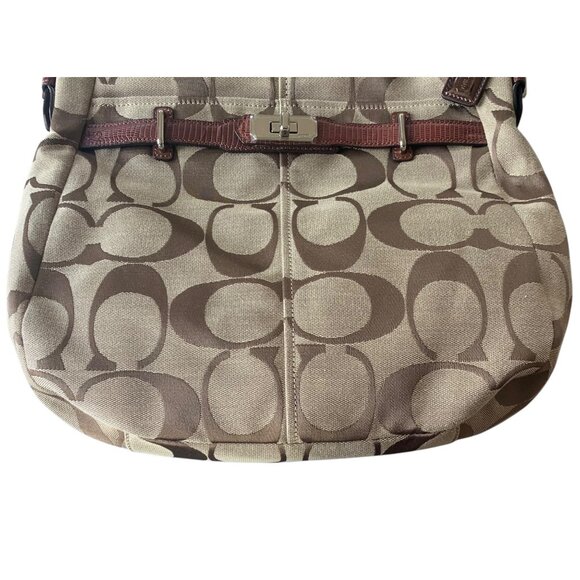 COACH Brown + Tan Signature Canvas + Leather Chelsea Ashlyn Women's Hobo Bag - Picture 4 of 10